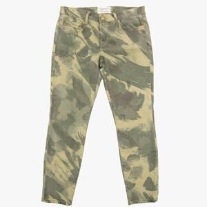 Current/Elliott Green The Stiletto Floral Camo Taper Leg Jeans Size 29